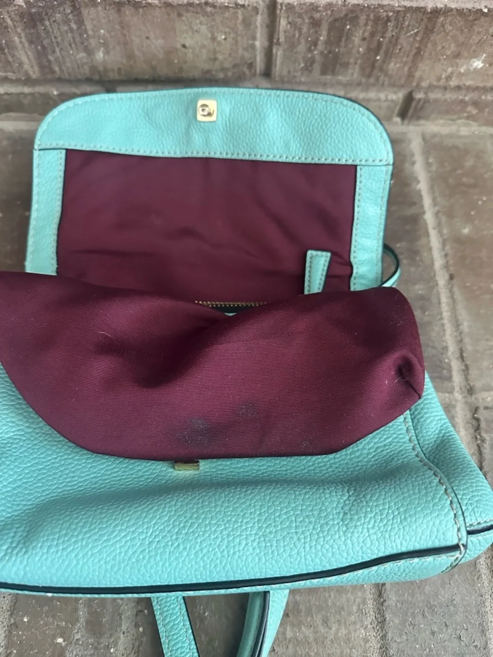 Marc Jacobs Turquoise Pebbled Leather Flap Crossbody Bag Boho Chic